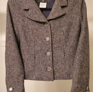 CHANEL - “AUTHENTIC” Black, Blue and White Tweed Blazer